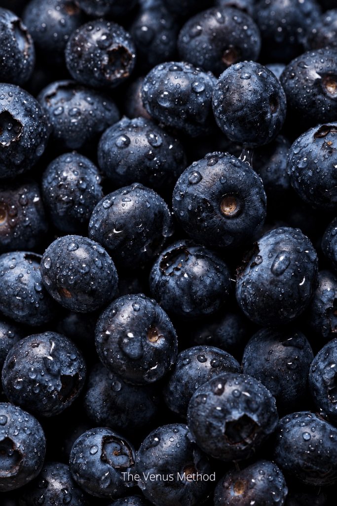 Blueberries with The Venus Method branding