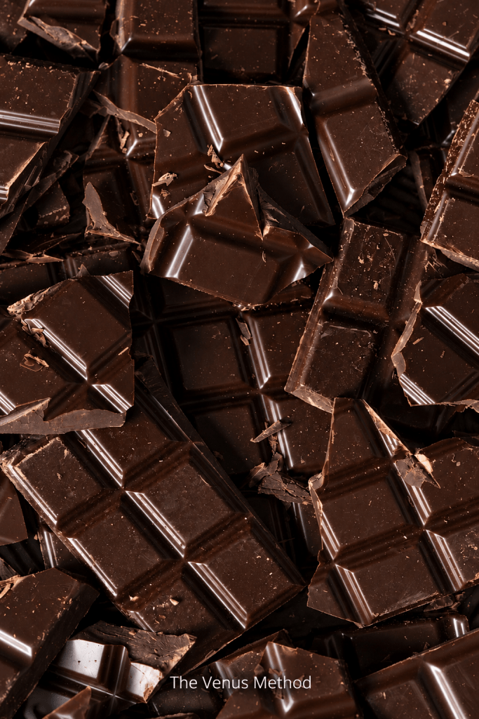 Dark chocolate with The Venus Method branding